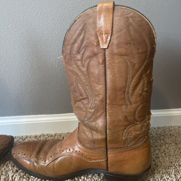 Vtg Laredo Brown Nico Leather Western Style Boots Men\'s Size 10EE Distressed USA main image 14